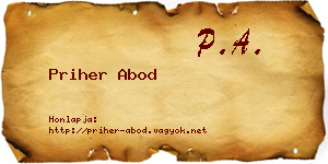 Priher Abod névjegykártya
